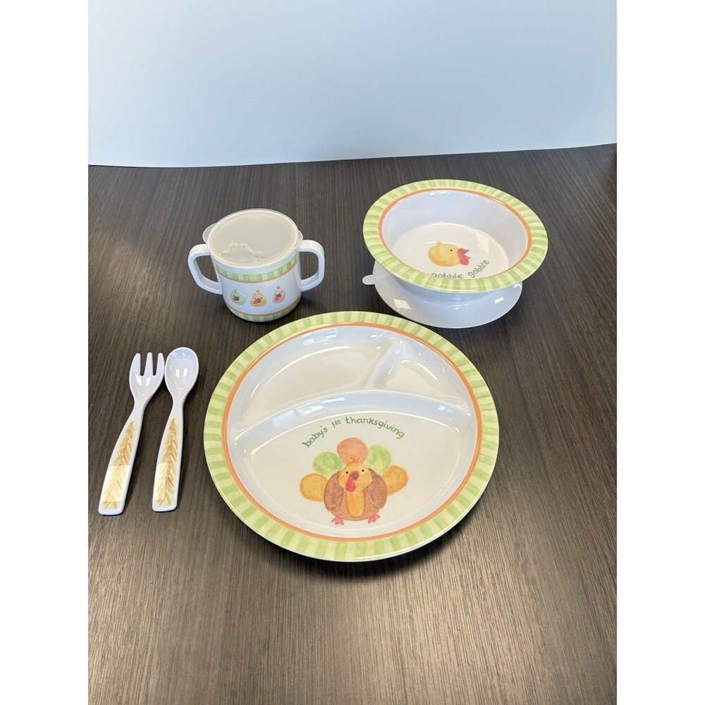 Pottery Barn Kids Baby’s First Thanksgiving Melamine 1 Child Place Setting Set